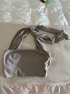 Commense Taupe Halter Bandeau Top